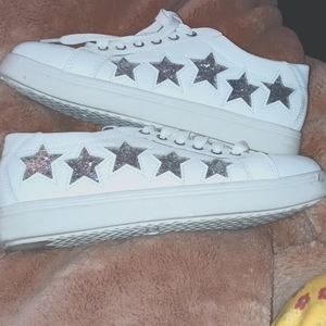Silver glitter star sneakers